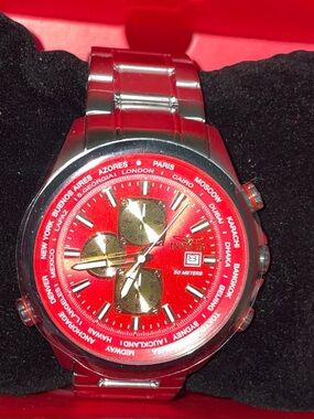 Invicta Aviator Interceptor 50mm Chronograph Red Dial Steel Watch - 50502 NEW
